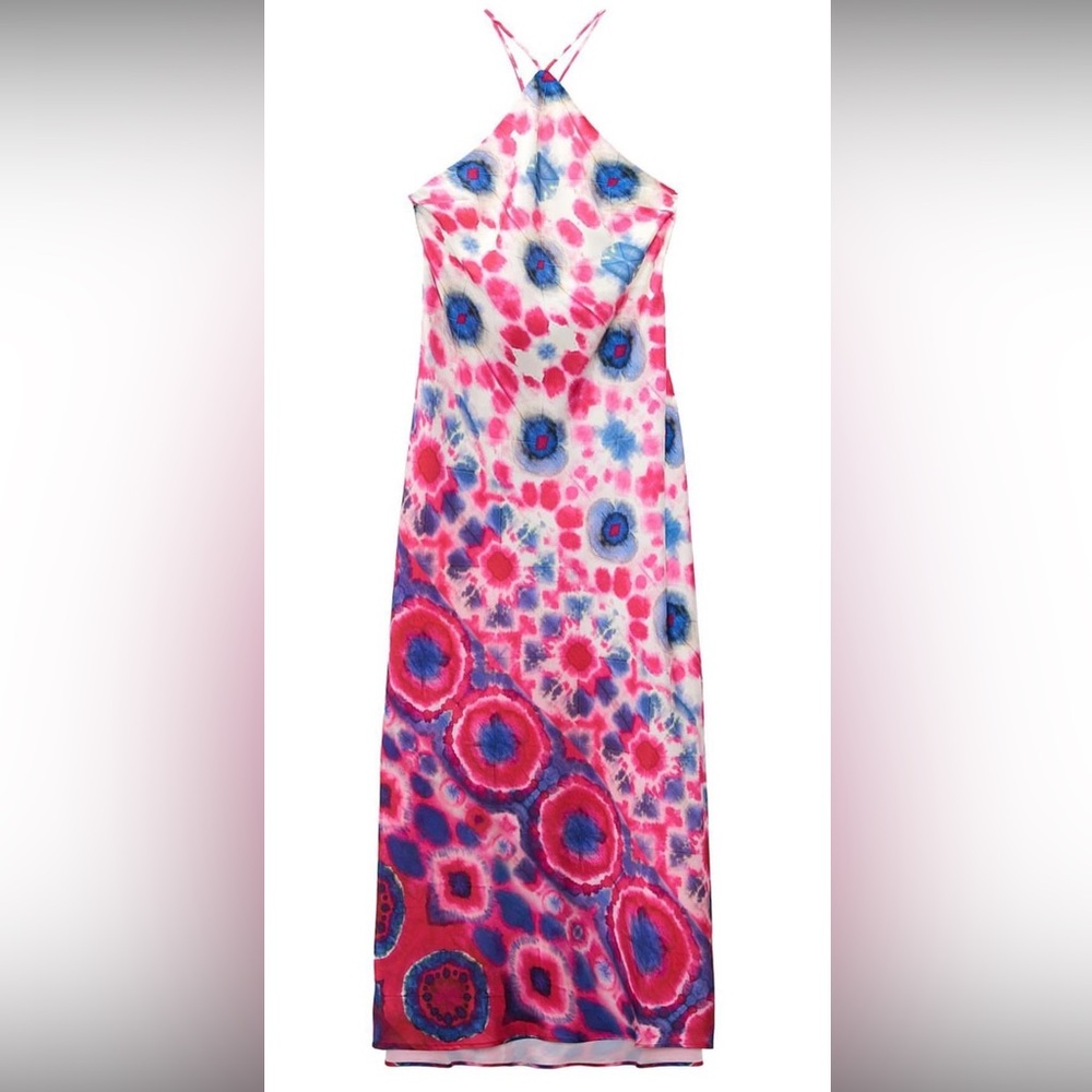ISO Zara pink and blue tie dye dress